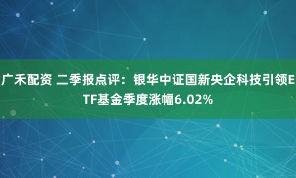 广禾配资 二季报点评：银华中证国新央企科技引领ETF基金季度涨幅6.02%