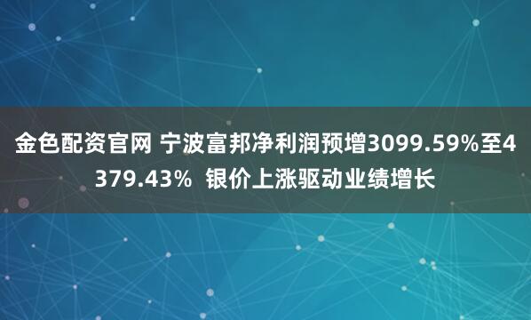 金色配资官网 宁波富邦净利润预增3099.59%至4379.43%  银价上涨驱动业绩增长
